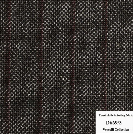 D669/3 Vercelli CXM - Vải Suit 95% Wool - Nâu Sọc